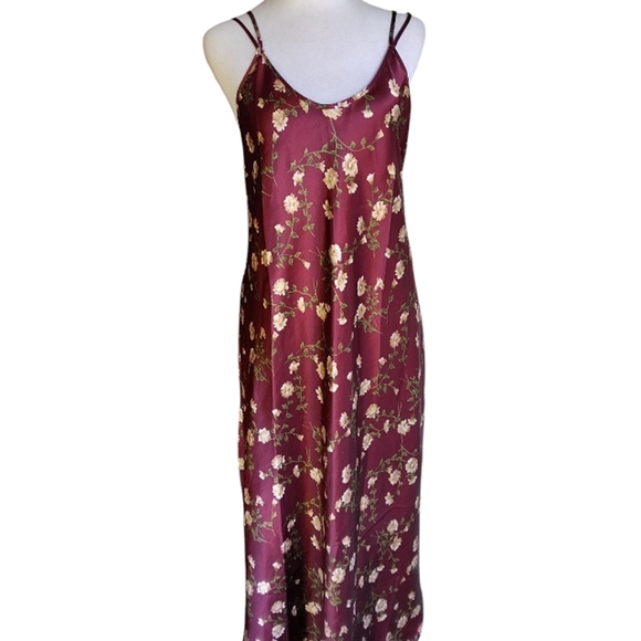 Vintage Barbizon Satin Floral Strappy Full Length Slip Dress Size Large - Picture 3 of 8